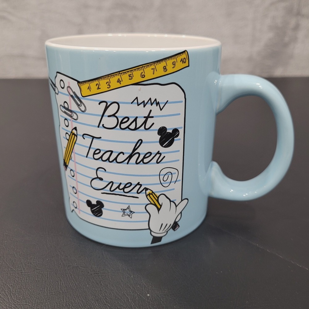 Disney Mickey Mouse Best Teacher Ever Mug 20 oz Ceramic Coffee Cup - Picture 2 of 4